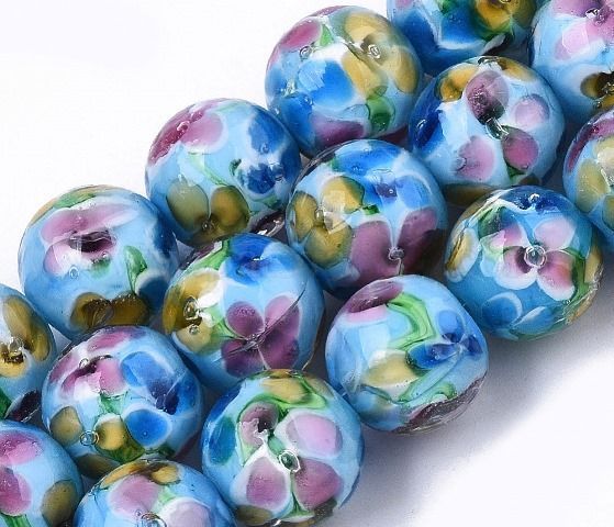 Намистина лемпворк Весна, 12мм, скло, блакитна (72898) 72898 фото