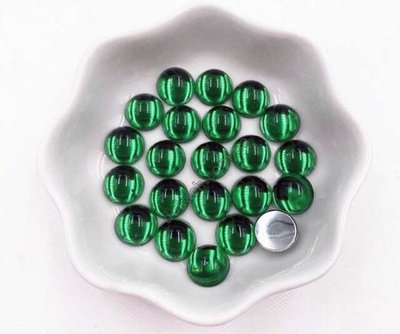 Кабошон зеленый насыщенный полупрозрачный, d=14 мм (35341) 35341 фото