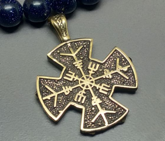 Зґардовий хрест Шолом жаху, 27х27мм, бронза антична (43152) 43152 фото