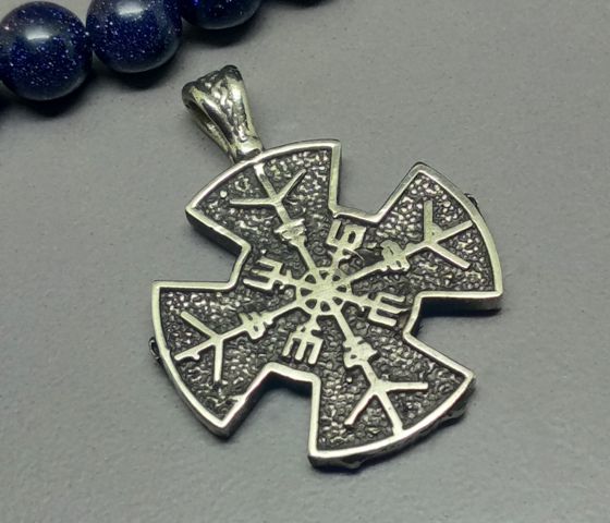 Зґардовий хрест Шолом жаху, 27х27мм, срібло античне (43151) 43151 фото