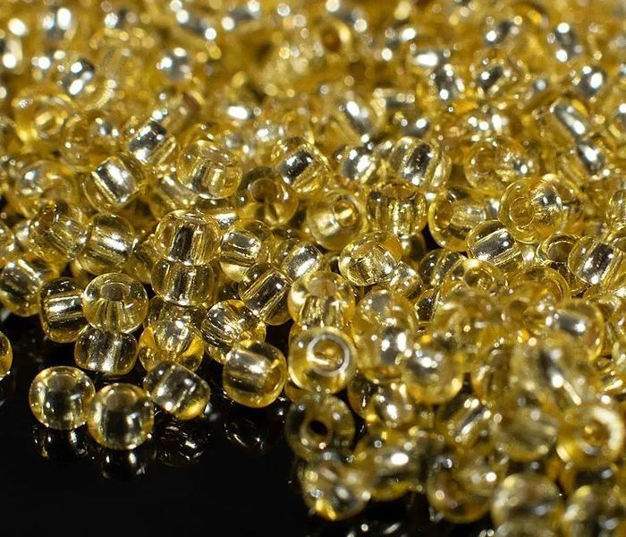 Бісер 08286, 10/0, жовтий кришталь, прокрас срібло, прозорий, Preciosа. За 1г 82860 фото