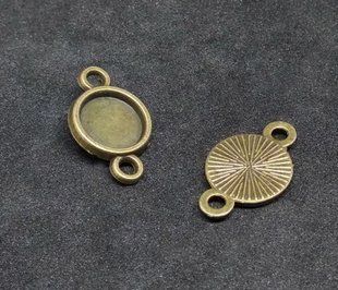 Сеттинг основа коннектор, d=11мм, кабошон 8мм, 2-а ушка, бронза (4837)  4837 фото