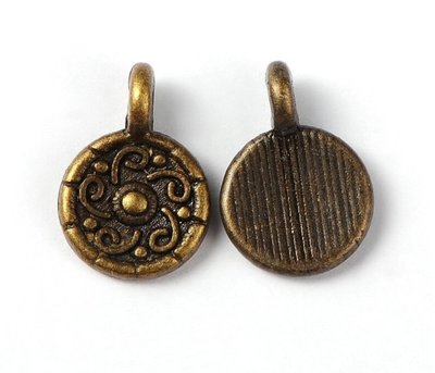 Монета підвіска Етноквітка, 9мм, колір бронза (1248) 1248 фото