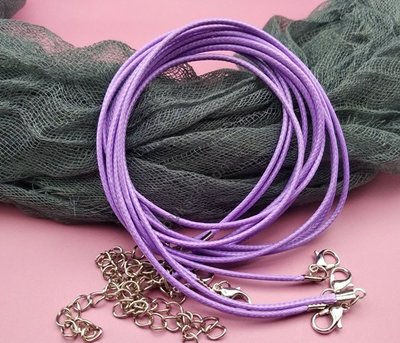 Основа для прикрас. Шнур плетений. Фіолетовий, d=1,5мм, 43см, замок срібло (7003) 7003 фото