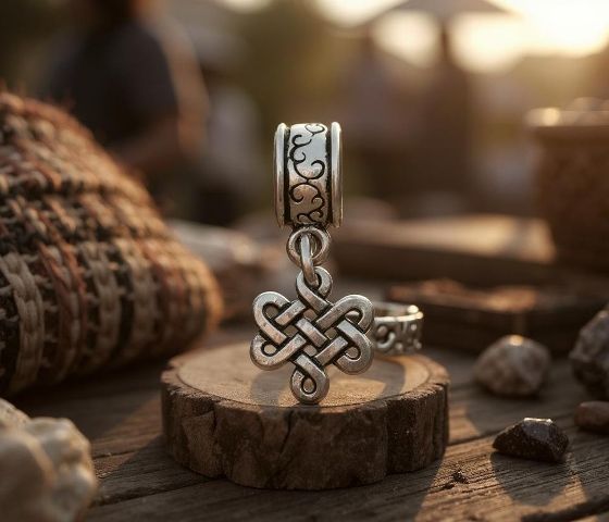 Конектор Вузол любові (кельтський вузол), 17х14мм, колір срібло (49691) 49691 фото