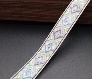 Стрічка тасьма жакардова Ромби 2, 12мм, молочна. За 1м (87921) 87921 фото