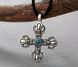 Згардовий хрестик ажурний з бірюзою, 42х35мм, срібло античне (5298) 5298 фото 3