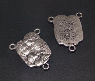 Конектор для розарію Святе Сімейство, 25х20мм, срібло античне (3885) 3885 фото