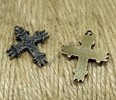 Зґардовий хрестик Вишиванка, 25мм, бронза антична (2846) 2846 фото