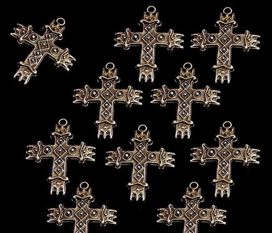 Зґардовий хрестик Вишиванка, 25мм, бронза антична (2846) 2846 фото