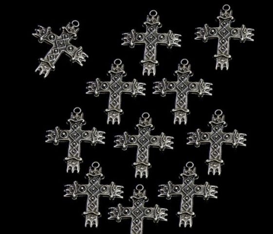 Згардовый крестик Вышиванка, 25мм, серебро античное (6466) 6466 фото