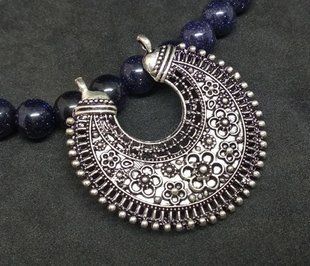 Підвіска Лунниця ажурна з квітами, 39х39мм, срібло античне (5204) 5204 фото