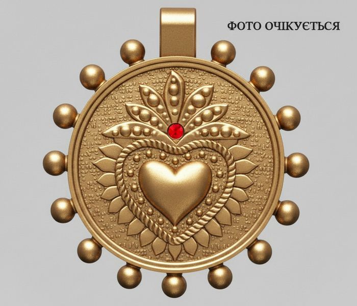 Дукач кулон Сердце Богородицы, 30 мм, латунь (97893) 97893 фото