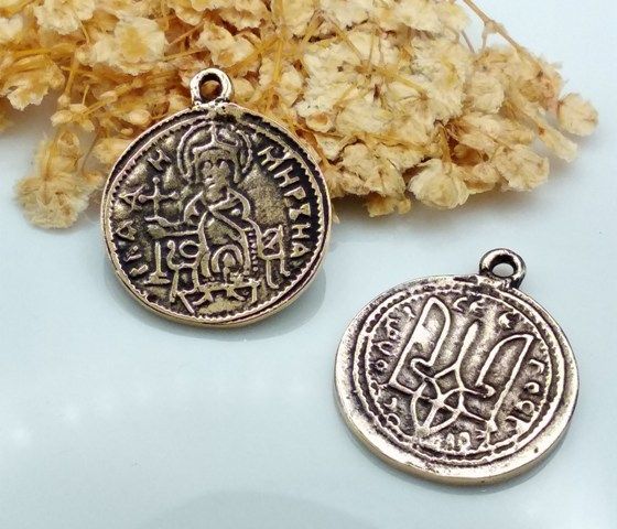 Кулон-монета Володимир Великий, 25мм, бронза антична (41512) 41512 фото