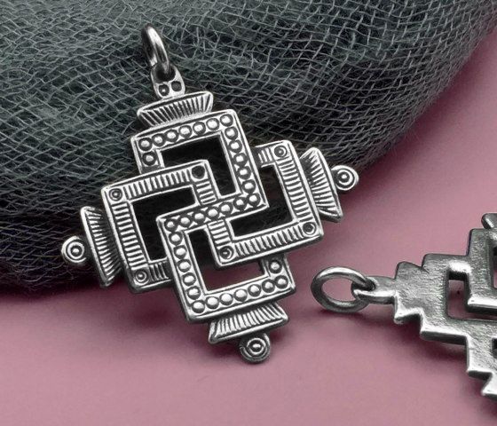 Зґард Сварга Сонячний хрест, 34х32мм, срібло античне (48031) 48031 фото