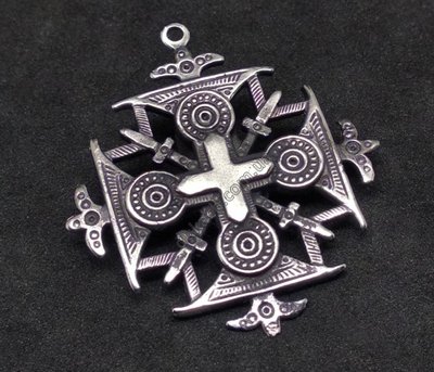 Згардовий кулон рівнокінцевий хрест Щит, 38мм, срібло античне (24761) 24761 фото
