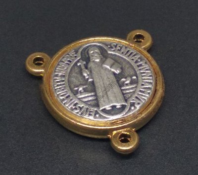 Конектор для розарію Святий Бенедикт Cspb, срібло в золотій оправі (3911) 3911 фото