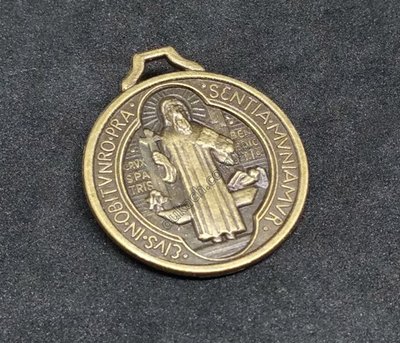 Кулон-монета Святий Бенедикт Cspb, 22мм, бронза антична (5118) 5118 фото