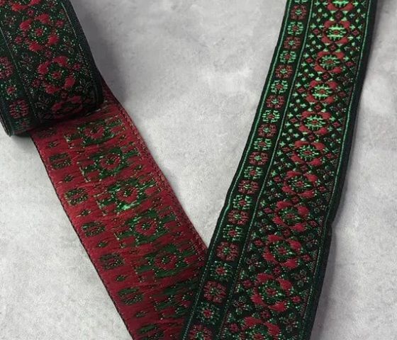 Стрічка тасьма жакардова Квітковий сад, 25мм. За 1м (9616) 9616 фото