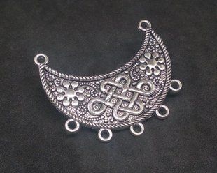 Коннектор Лунница Узел любви, 47х40мм, серебро античное (2927) 2927 фото