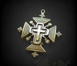 Зґардовий хрестик, 35х29мм, латунь (58783)  58783 фото