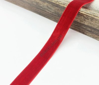 Стрічка Оксамит 15мм, червона. За 1м (1581) 1581 фото