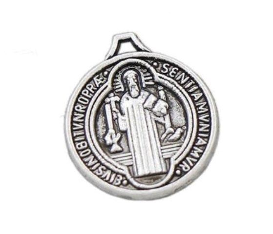 Кулон-монета Святий Бенедикт Cspb, 22мм, срібло античне (51181) 51181 фото