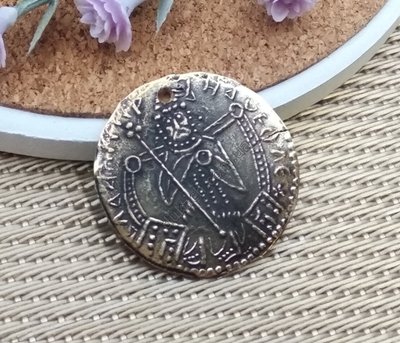Кулон-монета Срібляник Тризуб, 25мм, бронза антична (22182) 22182 фото