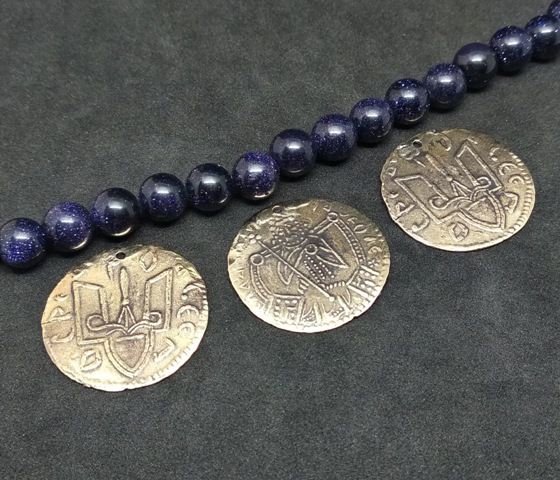 Кулон-монета Серебряник Тризуб, 25мм, бронза античная (22182) 22182 фото