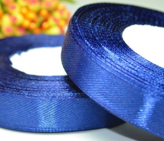 Стрічка атласна 12мм. Синій сапфір. За 1м (4973) 4973 фото