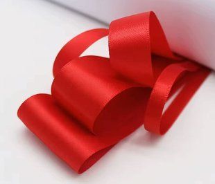 Лента атласная 12мм. Красная яркая. За 1м (1045) 1045 фото