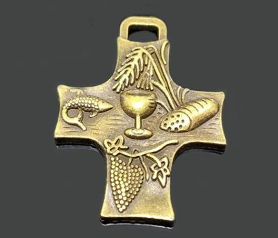Згардовий хрест Євхаристія (Символи віри), 34х26мм, колір бронза (2235) 2235 фото