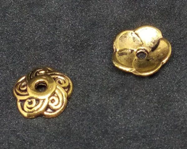 Ковпачок-обіймач Хвильки, 9мм, золото античне (3285) 3285 фото