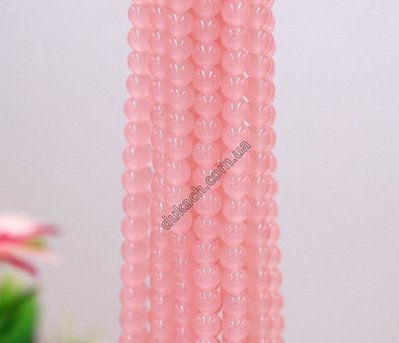 Низка намистин Рожевий фламінго, намистина 6мм, скляна, імітація нефриту, +/- 135шт. (8522) 8522 фото