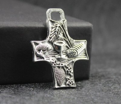 Крест Євхаристія (Символи віри), 34х26мм, колір срібло (297) 297 фото