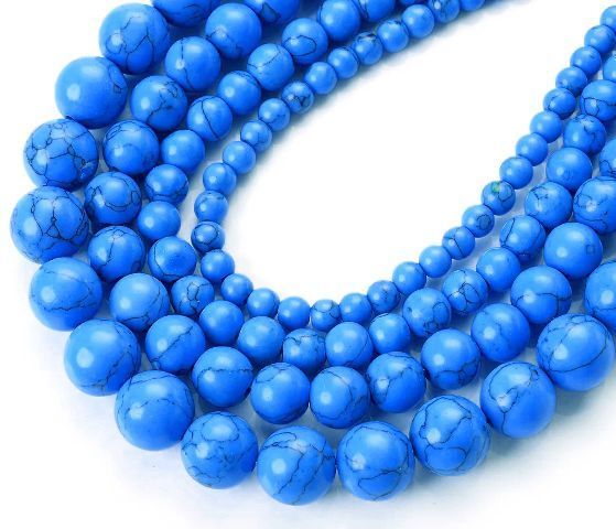 Низка намистин Блакитна бірюза, намистина 10мм, +/- 38шт., імітація (13153) 13153 фото