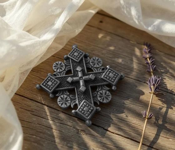 Згардовый крест Засеянное поле (малый), 33х33мм, серебро античное (72571) 72571 фото