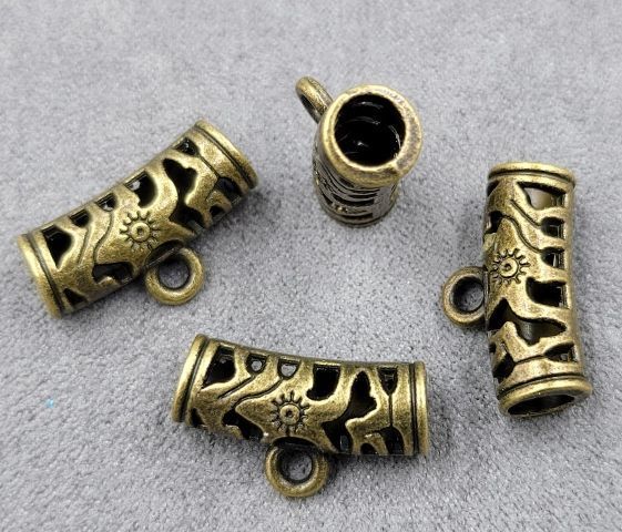 Бейл Тунель з квіткою, 21х7.6мм, бронза антична (3281) 3281 фото