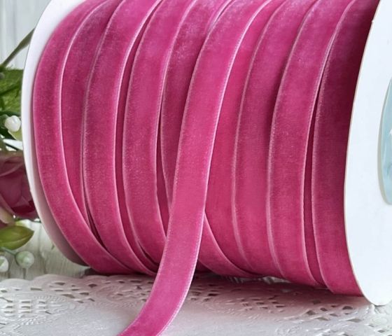 Стрічка Оксамит 10мм, світло малинова. За 1м (5448) 5448 фото