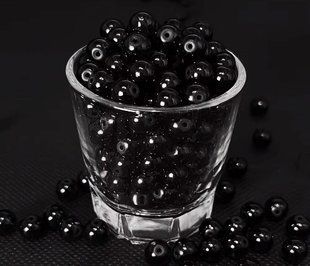 Бусина, 6мм, черная, стеклянная, имитация нефрита, 1шт. (9749) 9749 фото