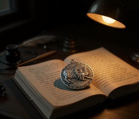 Дукач Лев Защитник, d=32мм, бронза античная (34002) 34002 фото